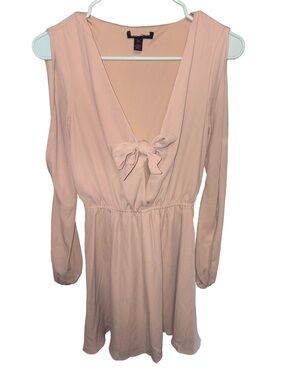 Material Girl Blush Pink V-Neck Midi Dress with Front Tie